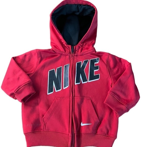 NIKE BABY BOY RED ZIPPERED HOODIE SIZE 12 MONTHS - Picture 2 of 6